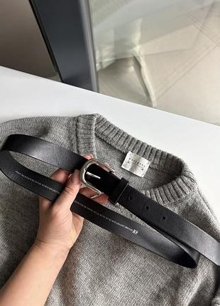 🖤шкіряний базовий чорний ремінь з срібною пряжкою від h&m  100% натуральна шкіра !