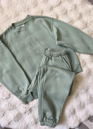 Костюм трикотажний оливковий (підібране) zara+shein