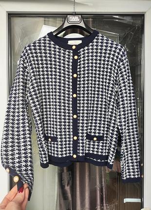 Винтажный кардиган st michael от marks &amp; spencer в гусиную лапку / стиль old money / made in uk