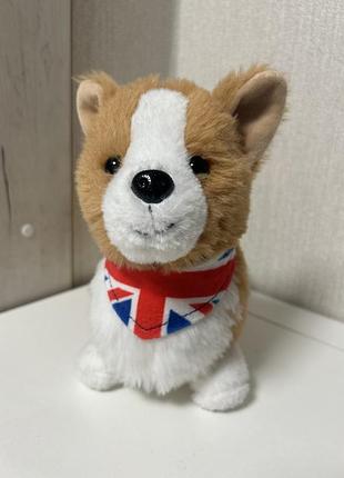 М'яка іграшка коргі в патріотичній бандані union jack (велика британія)
