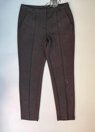 Женские классические брюки comma cigarette slim fit черные с люрексом, размер 38