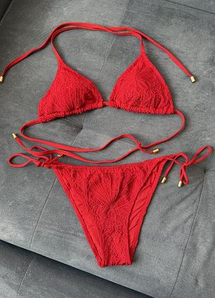 Стильний яскравий червоний купальник primark s-m