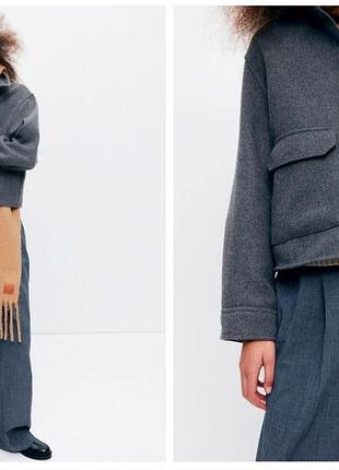 Женская укороченная куртка h&amp;m (xl) – серая, теплая