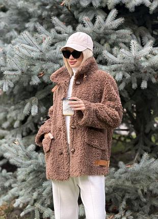 100% натуральна шуба з мериносу шоколад