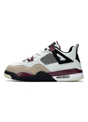 Кросівки чоловічі nike air jordan 4 retro psg white burgundy black