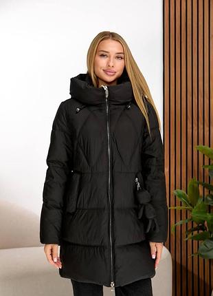 Зимовий пуховик чорний люкс якості р. s-xxl