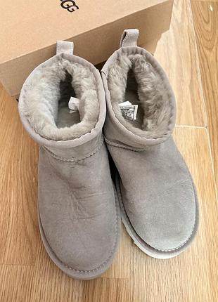 Уггі жіночі ugg classic ultra mini platform light grey