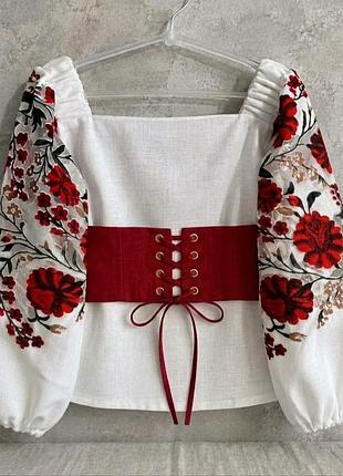 Красный корсет, пояс для девочки для блузка вышиванка