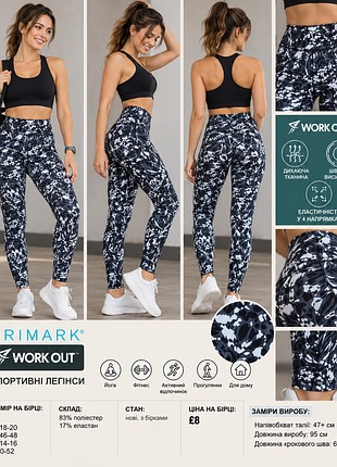 Стильні спортивні легiнси primark work out /xl