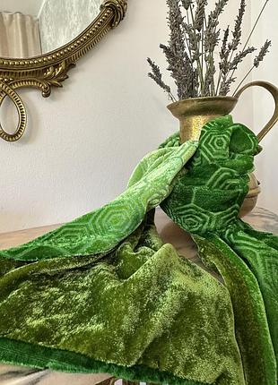 Шарф жіночий, двосторонній, велюровий, зелений
