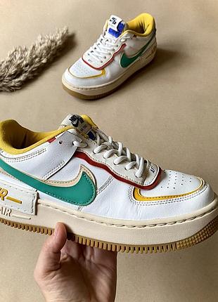 Кросівки жіночі nike air force 1 shadow 37 розмір устілка 24,5 см | білі різнокольорові шкіряні