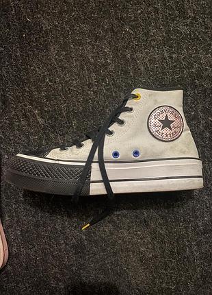 Кеди унісекс converse високі сірі з чорним
