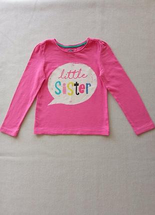 Реглан для дівчинки рожевий з написом little sister, на 5-6 років