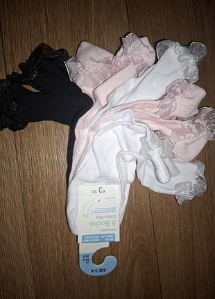 Набір шкарпеток з фатіном 5 пар на 3-6 років primark святкові білі дитячі для дівчинки