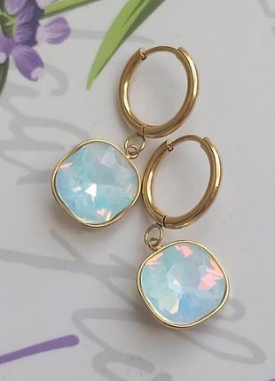 Сережки "sky blue opal" 8