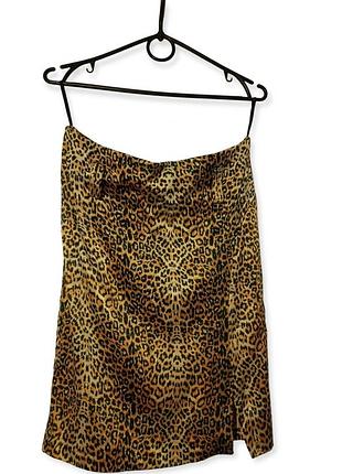 Стильная леопардовая юбка club donna с разрезом (eur 42 / xl)