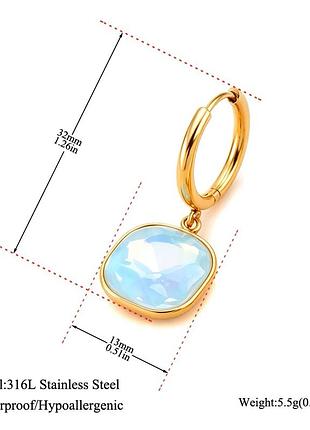 Сережки "sky blue opal" 5
