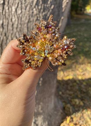 🍁🍁🍁брошка ручної роботи в наявності, листок брошка, кленовий листочок