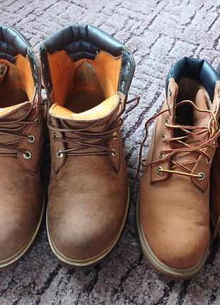Желто-коричневые (wheat) кожаные ботинки бренда timerland ( классическая модель premium 6-inch waterproof boot), размер 38, 44. цена за пару.