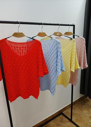 Жіноча кофта в'язана, червона, блакитна, жовта, рожева