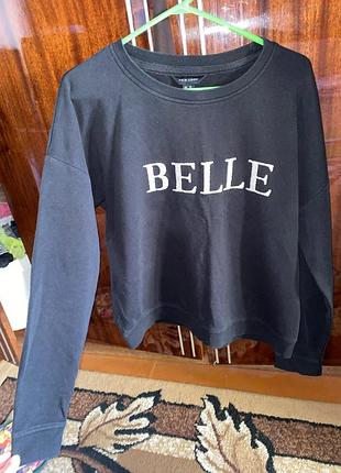 Світшот жіночий new look чорний з написом belle, розмір l/xl (eu 42)