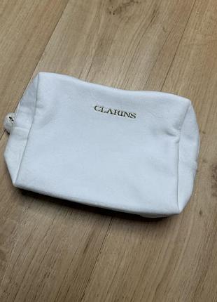 Косметичка жіноча clarins біла оксамитова
