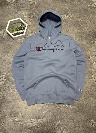 Худі champion оригінал сіре чоловіча кофта з капюшоном чемпіон толстовка кенгуру базар