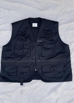 Чорна тактична жилетка vest (розвантажувальна / карго) — розмір xl