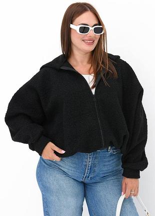 Женская осенняя куртка-бомбер на молнии с капюшоном с манжетами