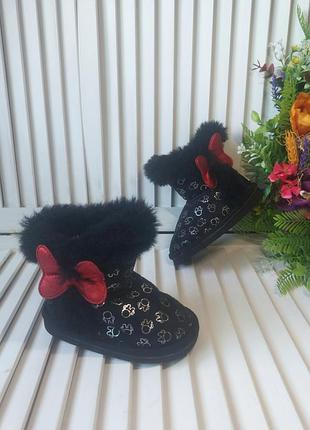 Черные сапоги угги на девочку 23,5-24р disney minnie mouse
