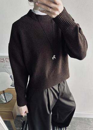 Вкорочений шоколадний светр zara