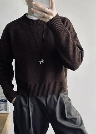 Вкорочений шоколадний светр zara 2