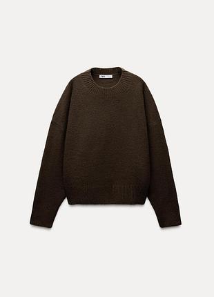 Вкорочений шоколадний светр zara 4