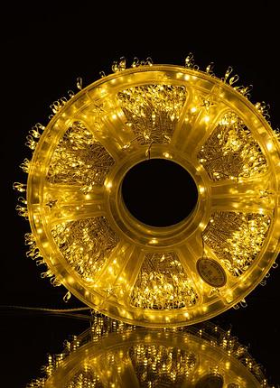 Гирлянда-нить роса хвойная лапа 1000 led 50 метров белая нить желтый garlando d1000l50mwy