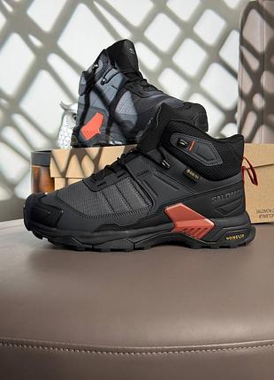 Мужские кроссовки salomon x ultra 4 mid fur grey black orange