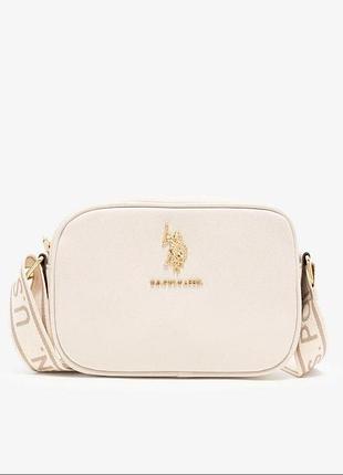 Крос-боді для жінок u.s. polo assn. молочного кольору зі штучної шкіри