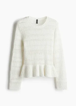 H&amp;m лонгслив вязаный с баской l-xl
