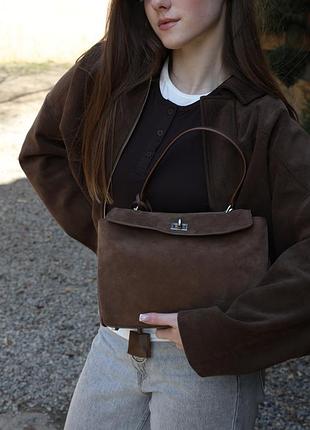 Сумка rodeo brown suede/silver hardware 9