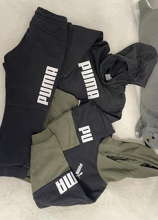 Спортивний костюм  puma чорний з хакі