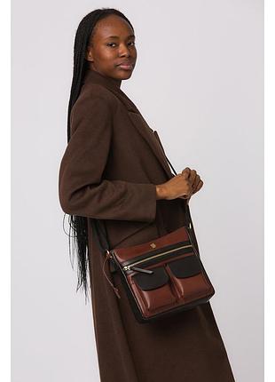 Сумка conkca baby bon' black & conker brown leather cross body bag