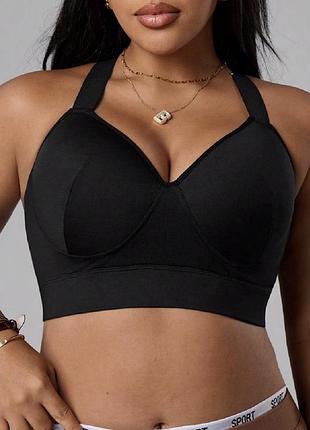 Спортивный бюстгалтер  с глубоким v-образным вырезом с пуш-ап от h&m размер l