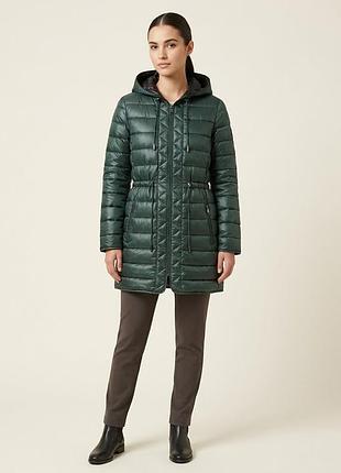 Женская зелёная стеганая куртка бренда kenneth cole new york