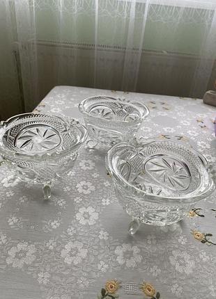 Хрустальні цукерниці 3 шт 300 грн