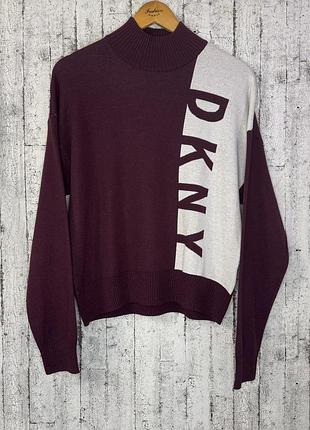 Dkny оригінал жіночий светр гольф з високим коміром бордовий l