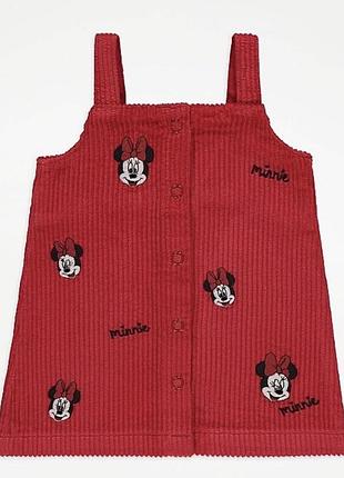 Сарафан для дівчаток george червоний вельветовий з вишивкою minnie mouse 6-9 місяців