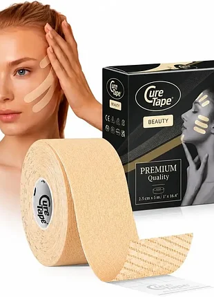 Кинезиологическая лента для лица curetape beauty против морщин, 2,5 см