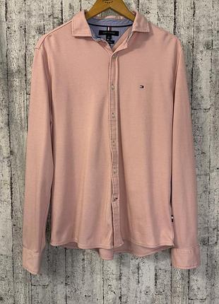 Tommy hilfiger slim fit сорочка рожевого кольору m оригінал