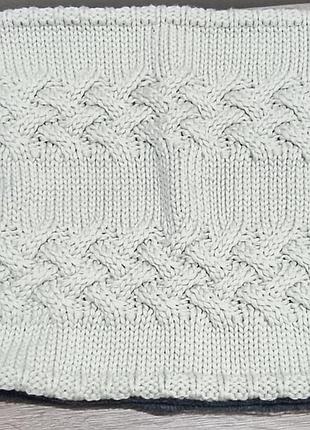 Оригинальный вязаный баф-снуд buff knitted &amp; polar savva cream (на флисе)