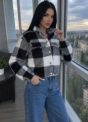 Рубашка плюш тедди в клетку