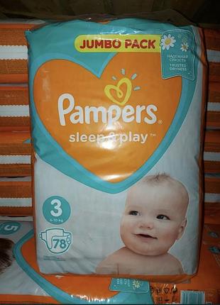 Підгузки pampers sleep & play jumbo pack №3 (78 шт.)